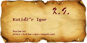 Kotlár Igor névjegykártya